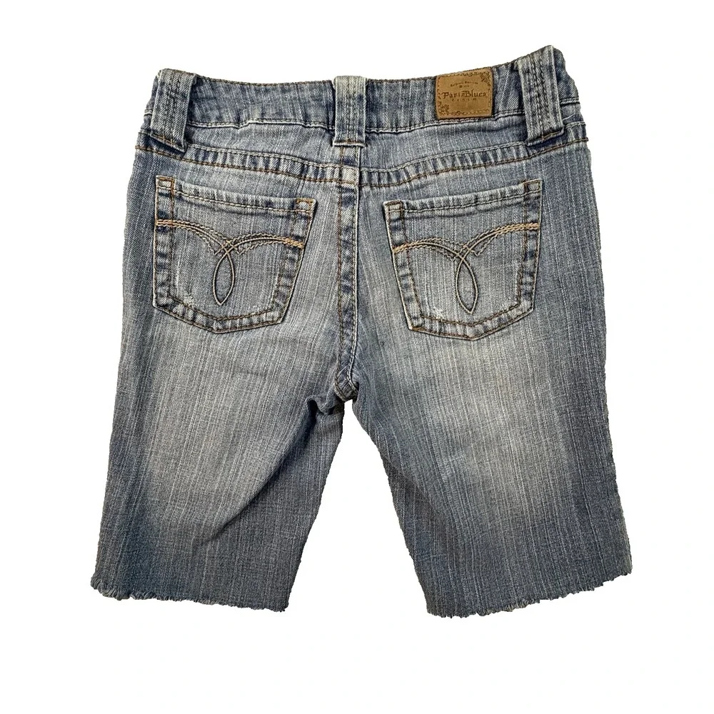 Paris Blues Juniors 5 (29x10) Blue Denim Jean Shorts Cutoff Stretch Y2K SEE DESC